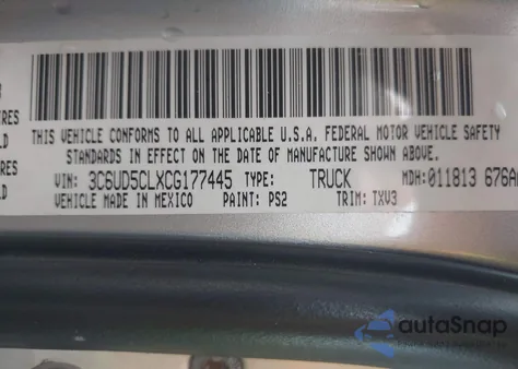 2012 Ram 2500 St from USA, damaged, VIN 3C6UD5CLXCG177445